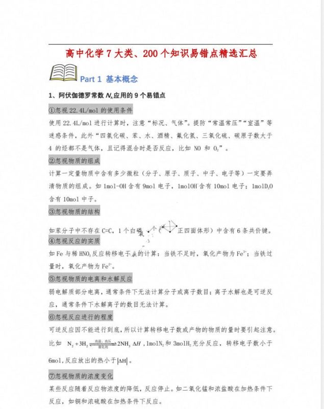 《高中化学7大类、200个易错点精选整理》PDF电子版-学子资料社
